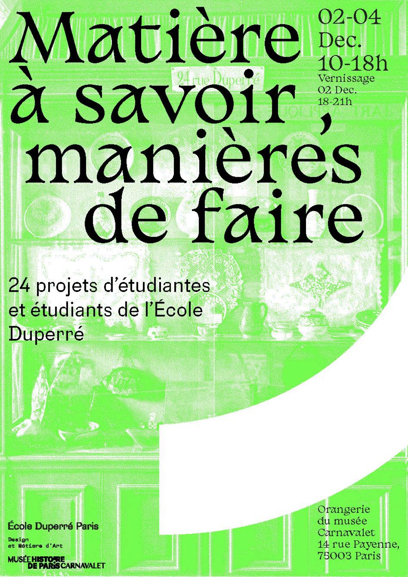 Affiche de l'exposition Carnavalet "Matière à savoir, manières de faire"